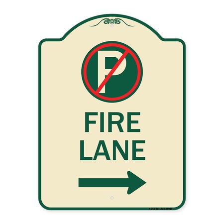 Signmission Fire Lane No Parking and Right Arrow Heavy-Gauge Aluminum Sign, 24" x 18", TG-1824-24019 A-DES-TG-1824-24019